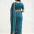 Blue embellished embroidered satin designer saree
