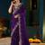 Purple paisley embroidered satin designer saree