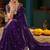 Purple paisley embroidered satin designer saree