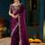 Purple paisley embroidered satin designer saree