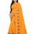 Yellow yellow & blue floral embroidered silk blend  jamdani saree