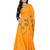 Yellow yellow & blue floral embroidered silk blend  jamdani saree