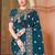 Teal embellished zari kanjeevaram saree