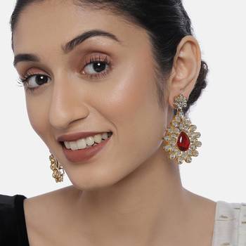 Kundan dangle drop earrings indian traditional bollywood jewelry 1