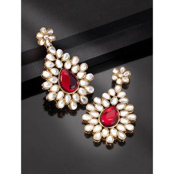 Kundan dangle drop earrings indian traditional bollywood jewelry 2