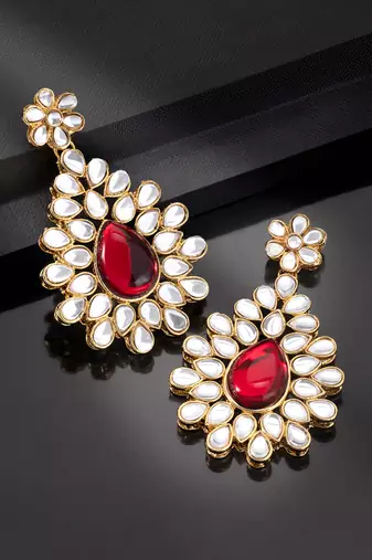 Kundan dangle drop earrings indian traditional bollywood jewelry