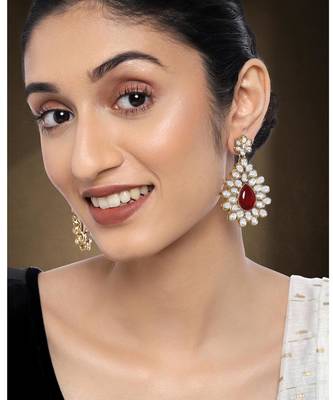 Kundan dangle drop earrings indian traditional bollywood jewelry 3