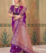 Magenta embellished zari kanjeevaram saree