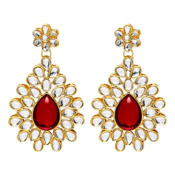 Kundan dangle drop earrings indian traditional bollywood jewelry 5