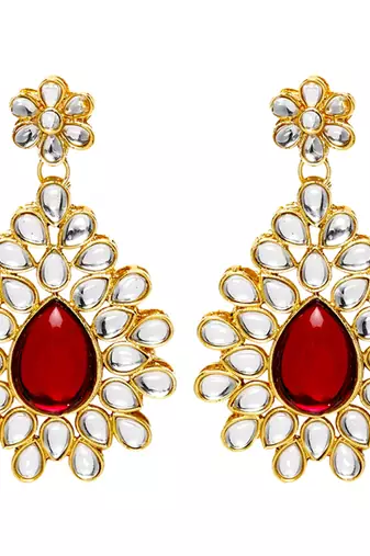 Kundan dangle drop earrings indian traditional bollywood jewelry