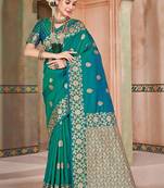 Green embellished zari kanjeevaram saree