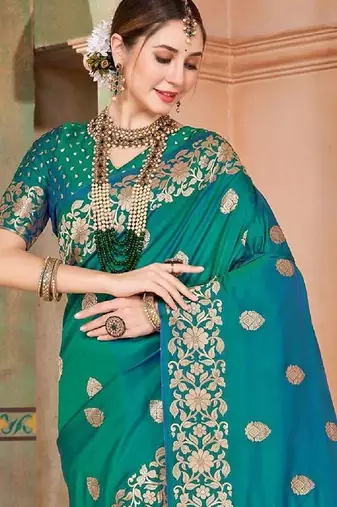 Green embellished zari kanjeevaram saree