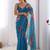 Blue floral pure chiffon saree