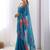 Blue floral pure chiffon saree