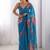 Blue floral pure chiffon saree