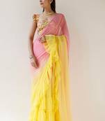 Multicolor ombre pure chiffon saree
