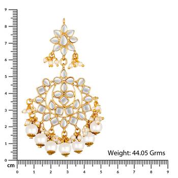 Faux kundan white pearl chandbali earrings indian bollywood jewelry 4