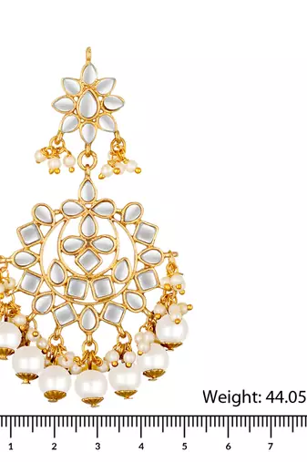 Faux kundan white pearl chandbali earrings indian bollywood jewelry