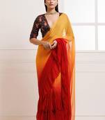 Multicolor ombre pure chiffon saree