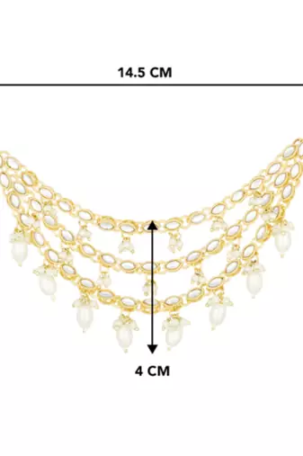Gold plated white kundan beads studded earrings chain ethnic stylish fashion hair accessories jewellery gift for women