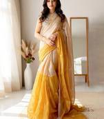 Beige zari tissue kasavu saree
