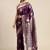 Purple ethnic motifs woven design zari art silk banarasi saree