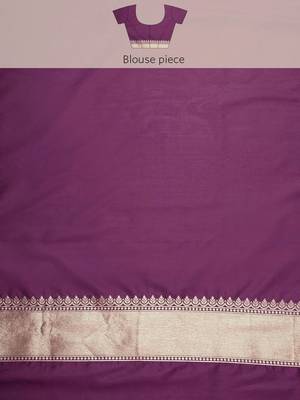 Purple ethnic motifs woven design zari art silk banarasi saree 4