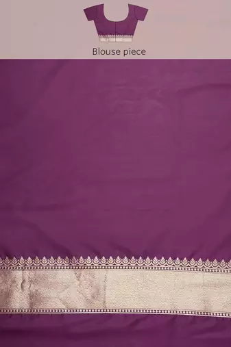 Purple ethnic motifs woven design zari art silk banarasi saree