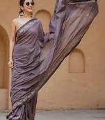 Purple woven design linen blend saree