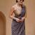 Purple woven design linen blend saree