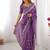 Purple ethnic motifs embroidered beads and stones pure silk saree