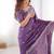 Purple ethnic motifs embroidered beads and stones pure silk saree