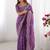Purple ethnic motifs embroidered beads and stones pure silk saree