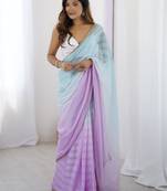 Lavender lavender satin colourblocked sarees