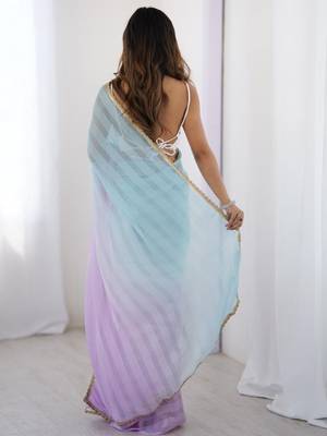 Lavender lavender satin colourblocked sarees 2