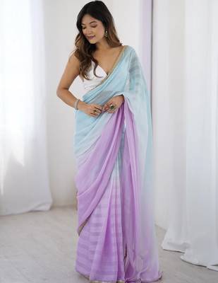 Lavender lavender satin colourblocked sarees 3