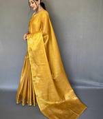 Yellow yellow woven design tissue sarees