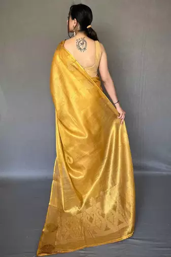 Yellow yellow woven design tissue sarees
