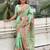 Sea green ethnic motifs pashmina saree