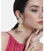 Traditional white kundan & pearl studded jhumki earrings jewelry