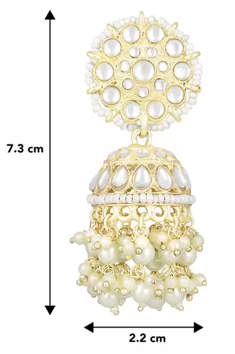Traditional white kundan & pearl studded jhumki earrings jewelry