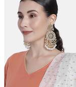Elegant wear faux kundan studded drop dangle earrings with beaded