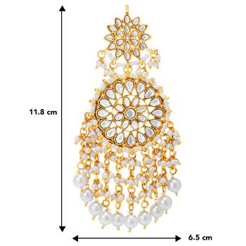 Elegant wear faux kundan studded drop dangle earrings with beaded 4