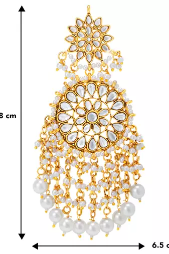Elegant wear faux kundan studded drop dangle earrings with beaded