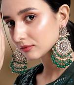 Gold-plated kundan pearl classic drop earrings