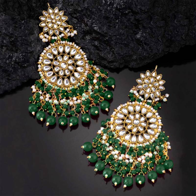 Gold-plated kundan pearl classic drop earrings