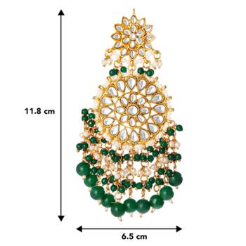 Gold-plated kundan pearl classic drop earrings 4