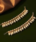 Gold-plated kundan contemporary earrings