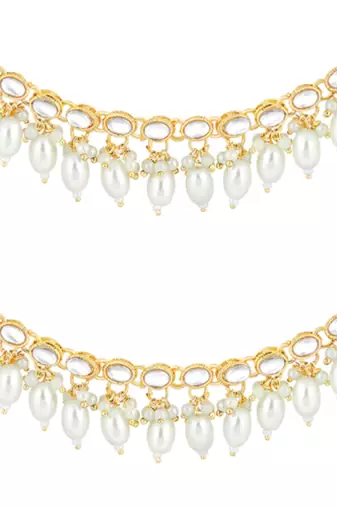 Gold-plated kundan contemporary earrings