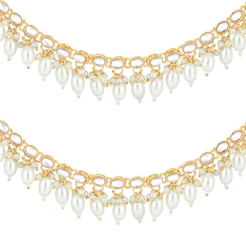 Gold-plated kundan contemporary earrings